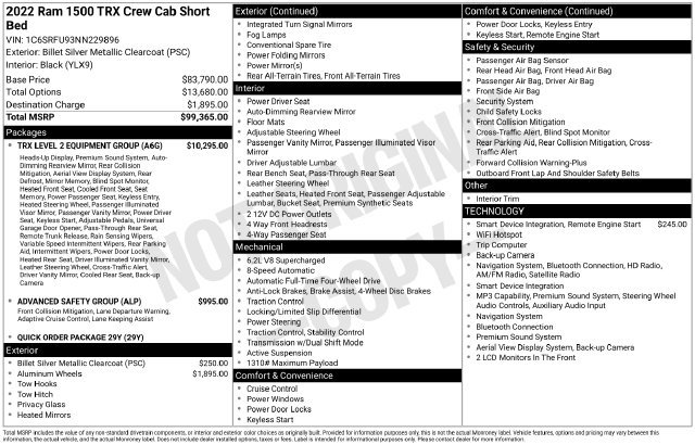 Used 2022 RAM 1500 TRX w/ TRX Level 2 Equipment Group AWD/4WD image 27