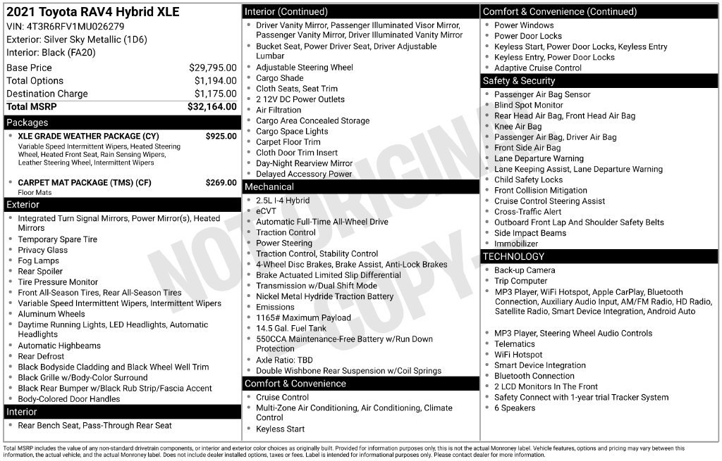 Used 2021 Toyota RAV4 XLE w/ XLE Grade Weather Package AWD/4WD image 9