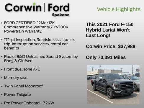 Used 2021 Ford F150 Lariat w/ Equipment Group 502A High AWD/4WD image 6