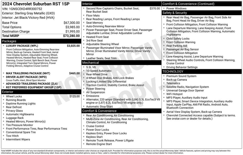 Used 2024 Chevrolet Suburban RST w/ Luxury Package RWD image 6