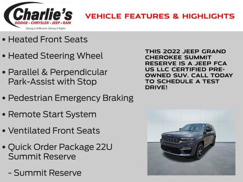 Certified 2022 Jeep Grand Cherokee Summit AWD/4WD image 13