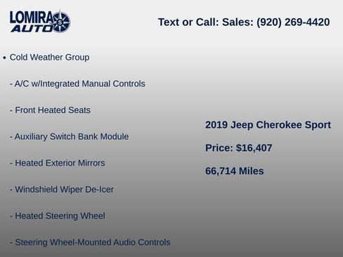 Used 2019 Jeep Cherokee Sport w/ Cold Weather Group AWD/4WD image 7