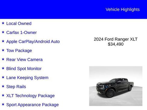 Certified 2024 Ford Ranger XLT w/ Technology Package RWD image 3