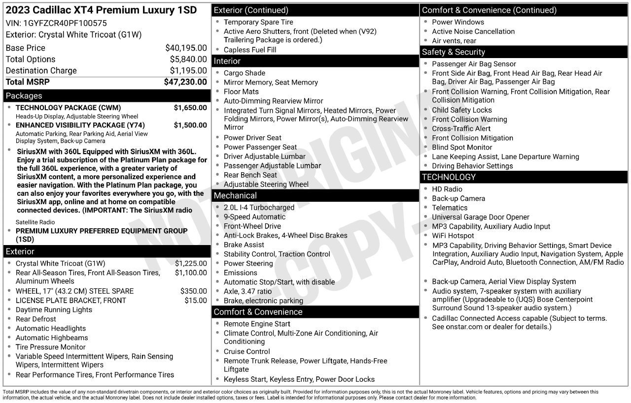 Used 2023 Cadillac XT4 Premium Luxury w/ Technology Package FWD image 28