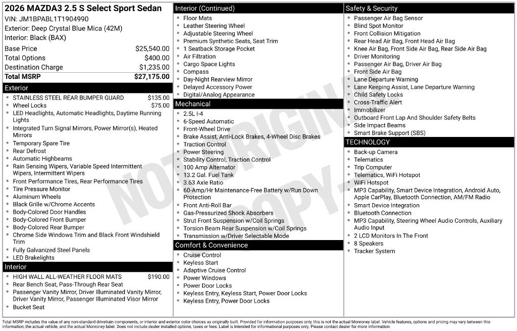 New 2026 MAZDA MAZDA3 s Sport FWD image 34