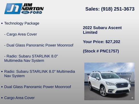 Used 2022 Subaru Ascent Limited w/ Technology Package AWD/4WD image 8