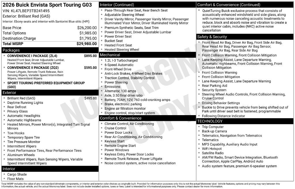 New 2026 Buick Envista Sport Touring w/ Convenience I Package FWD image 42