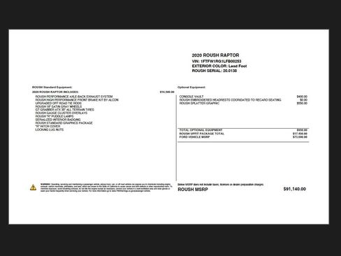 Used 2020 Ford F150 Raptor w/ Equipment Group 802A Luxury image 66