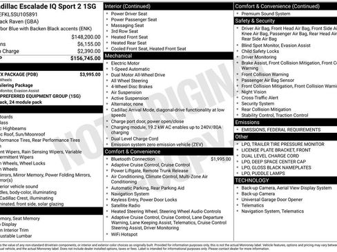New 2025 Cadillac Escalade IQ Sport 2 w/ LPO, ONYX Package image 4