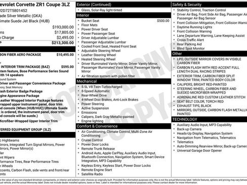 New 2026 Chevrolet Corvette ZR1 w/ ZR1 Carbon Fiber Aero Package RWD image 25