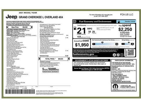 Used 2021 Jeep Grand Cherokee L Overland w/ Luxury Tech Group IV AWD/4WD image 2