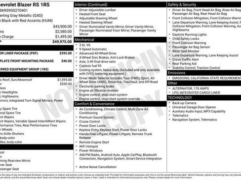 New 2025 Chevrolet Blazer RS w/ LPO, Floor Liner Package image 4