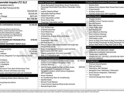 Used 2016 Chevrolet Impala LTZ w/ Enhanced Convenience Package FWD image 12