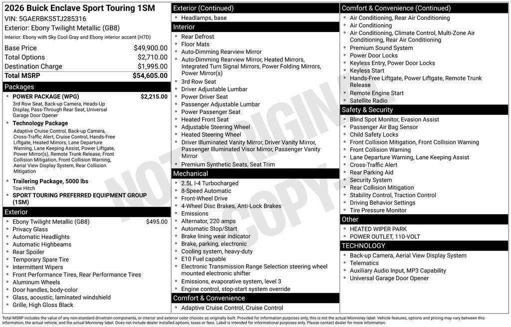 New 2026 Buick Enclave Sport Touring w/ Power Package FWD image 26