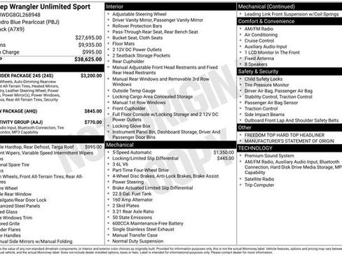 Used 2016 Jeep Wrangler Unlimited Sport w/ Quick Order Package 24S AWD/4WD image 2