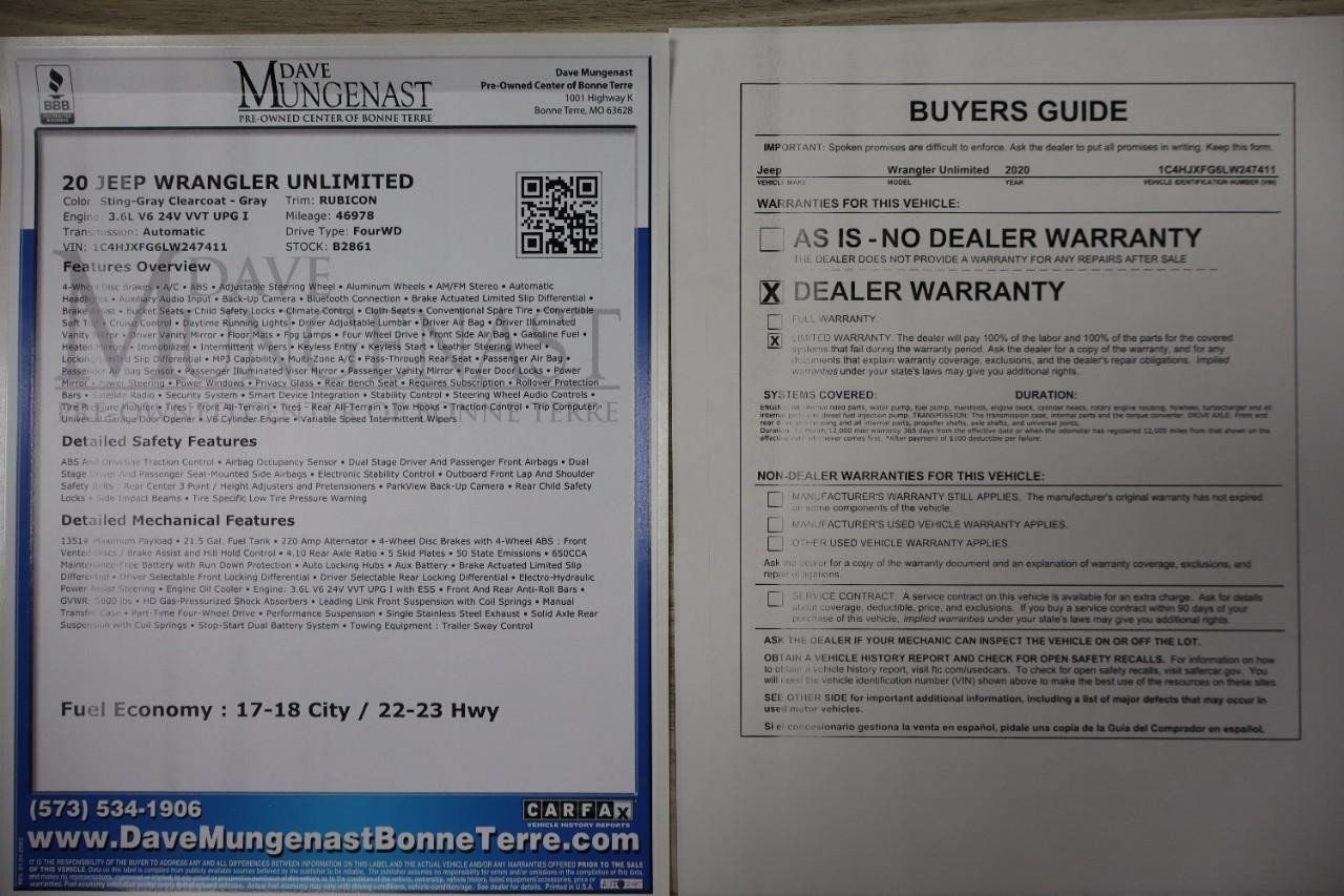 Used 2020 Jeep Wrangler Unlimited Rubicon AWD/4WD image 30