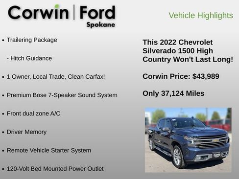 Used 2022 Chevrolet Silverado 1500 High Country AWD/4WD image 6
