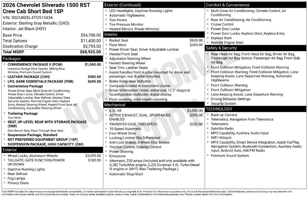 New 2026 Chevrolet Silverado 1500 RST w/ Convenience Package II AWD/4WD image 8