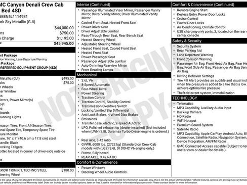 Used 2020 GMC Canyon Denali AWD/4WD image 2