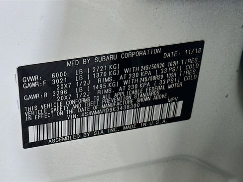 Used 2019 Subaru Ascent Touring w/ Popular Package #3 image 12