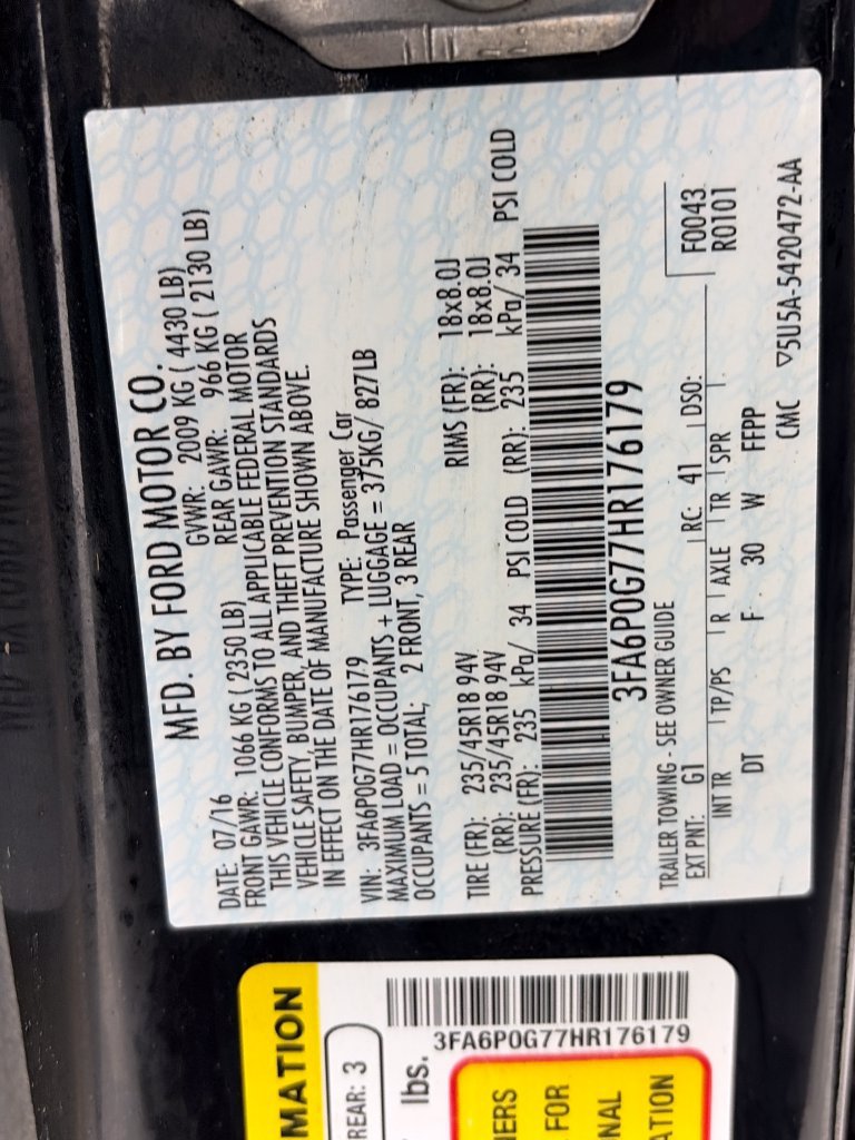 Used 2017 Ford Fusion S w/ Equipment Group 101A FWD image 9