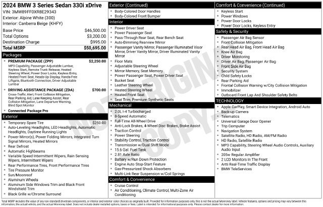 Certified 2024 BMW 330i xDrive Sedan w/ Premium Package AWD/4WD image 39