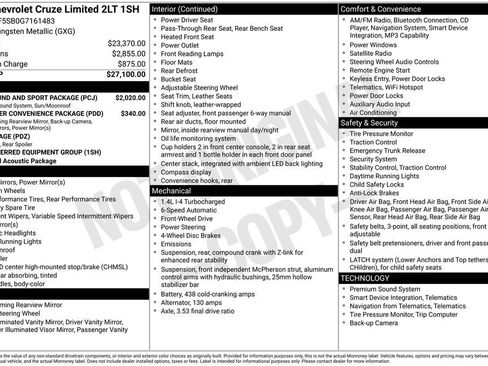 Used 2016 Chevrolet Cruze LT w/ Sun, Sound and Sport Package FWD image 5