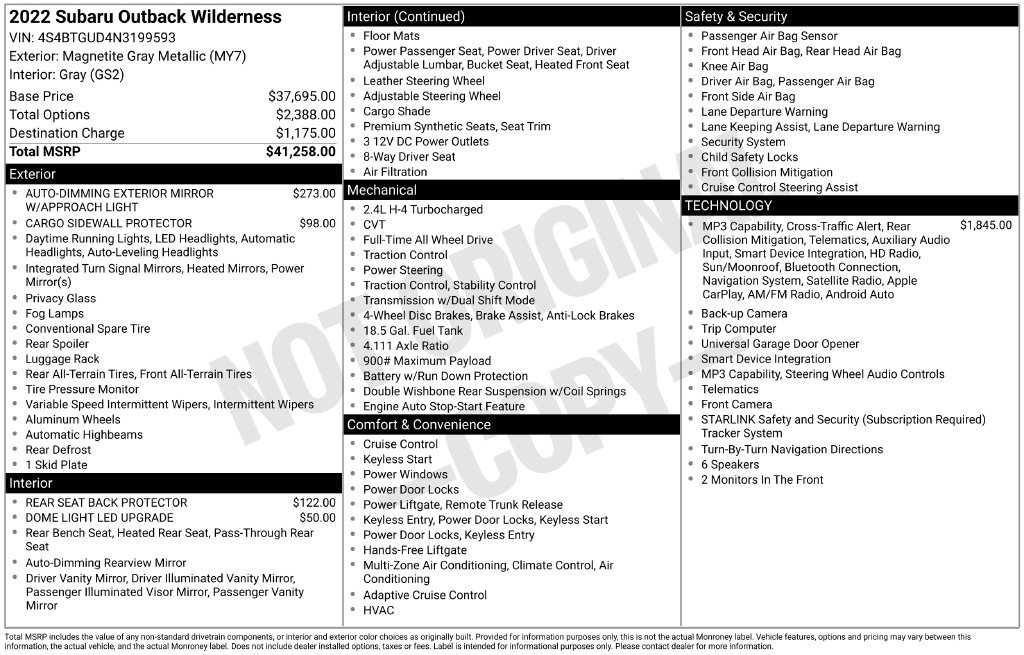 Used 2022 Subaru Outback Wilderness AWD/4WD image 5