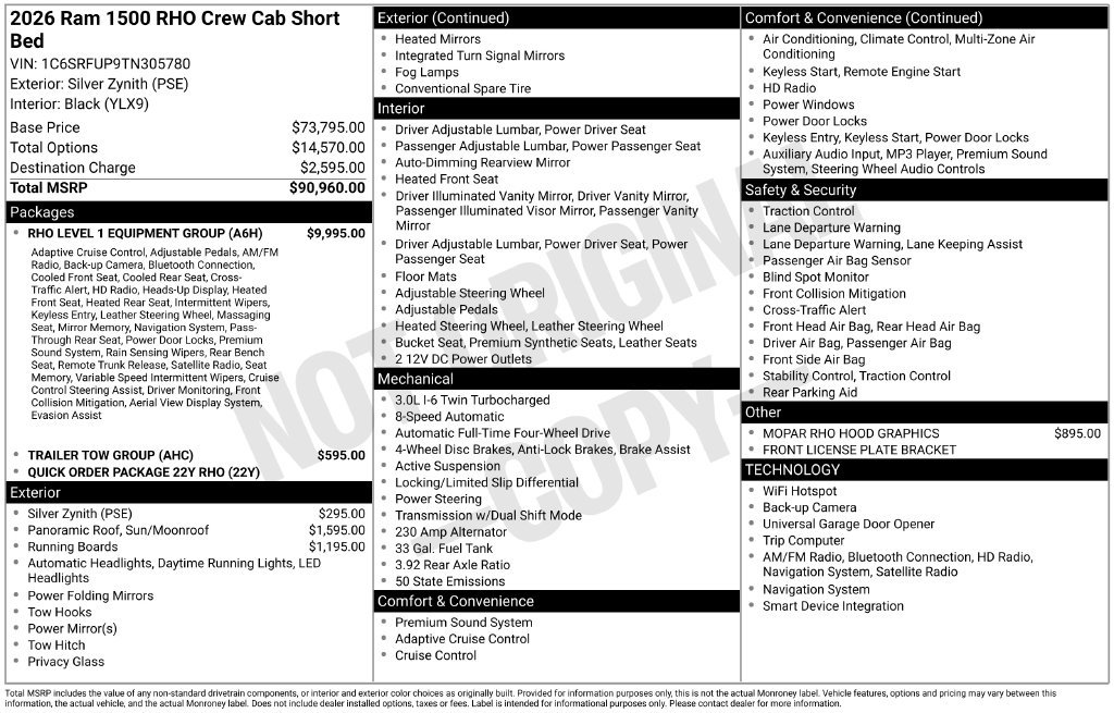 New 2026 RAM 1500 RHO w/ RHO Level 1 Equipment Group AWD/4WD image 22