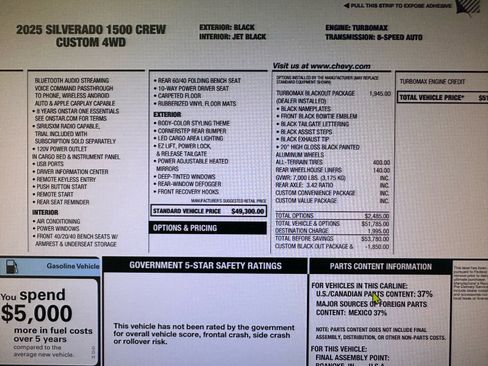 Used 2025 Chevrolet Silverado 1500 Custom w/ Turbomax Blackout Package image 47
