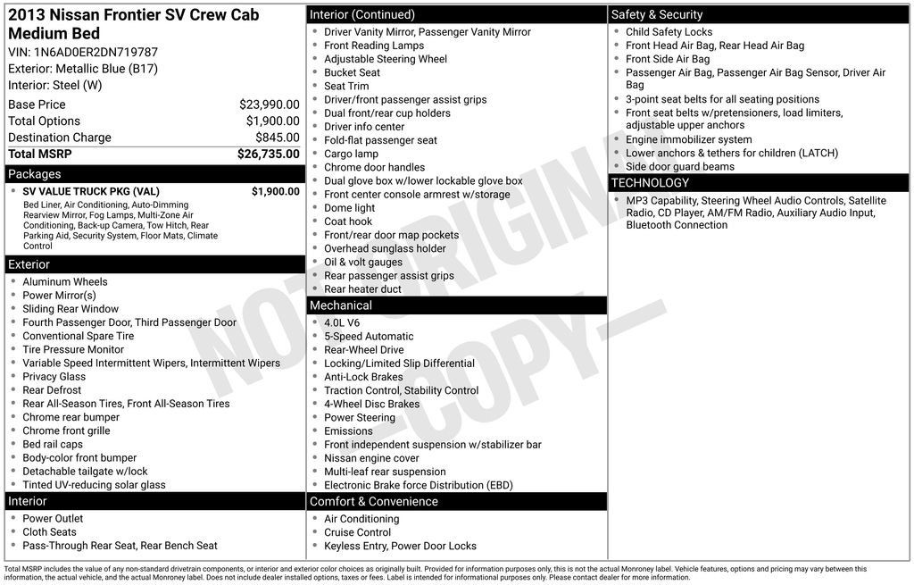 Used 2013 Nissan Frontier SV w/ SV Value Truck Pkg RWD image 7