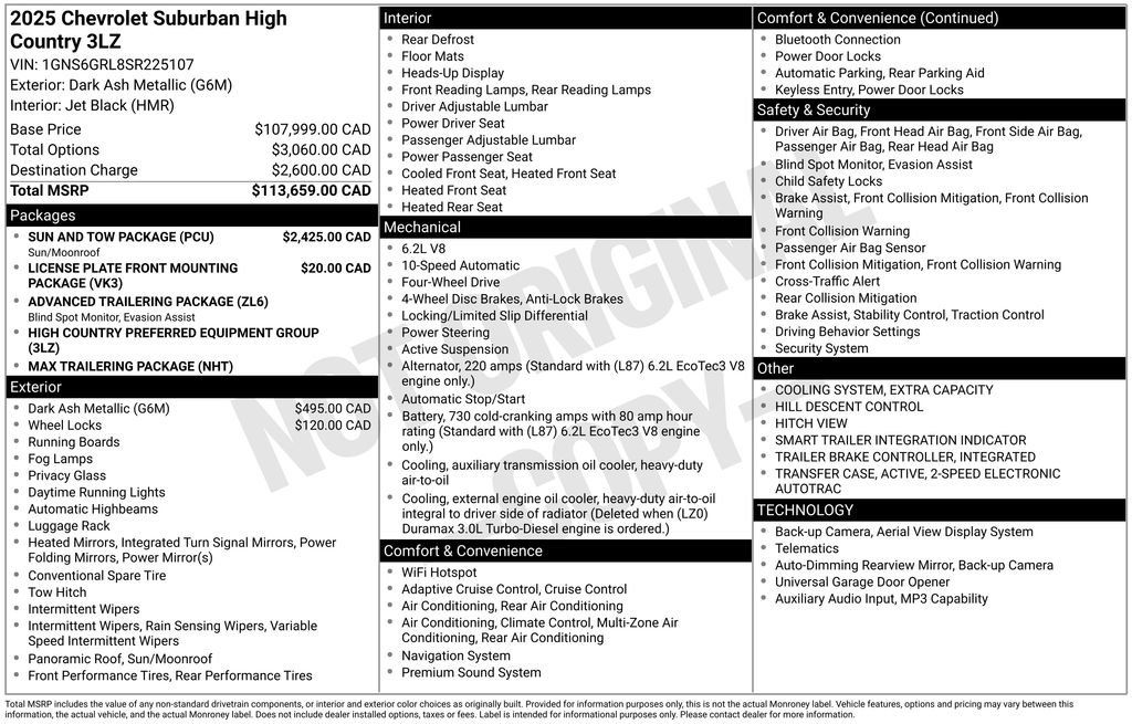 Used 2025 Chevrolet Suburban High Country w/ Sun And Tow Package AWD/4WD image 36