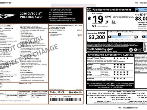 Certified 2026 Genesis GV80 3.5T Prestige image 3