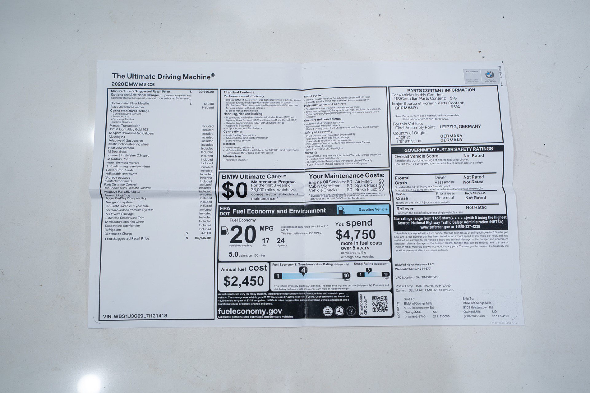 Used 2020 BMW M2 CS RWD image 65