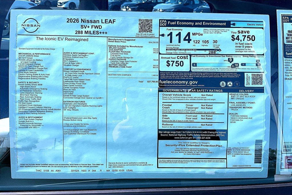 New 2026 Nissan Leaf SV+ w/ Floor Mat Package (SV+) FWD image 13