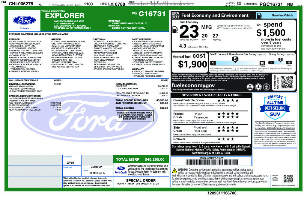 Certified 2023 Ford Explorer XLT w/ Equipment Group 202A AWD/4WD image 38