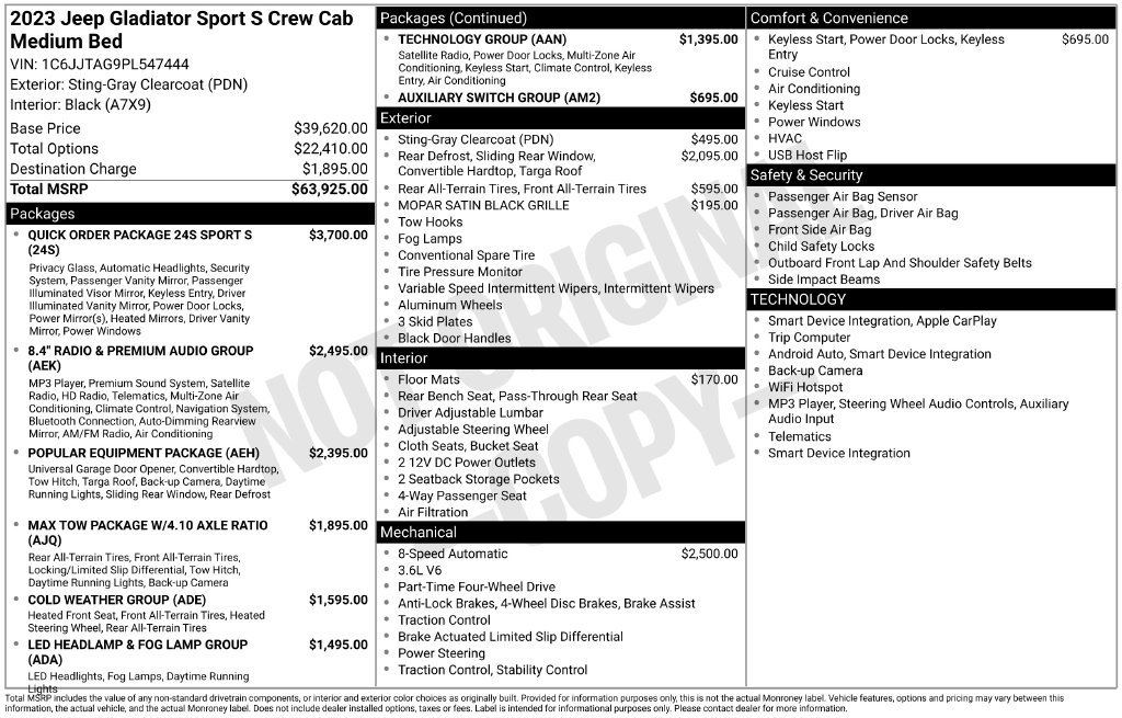 Used 2023 Jeep Gladiator Sport AWD/4WD image 10