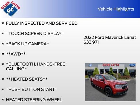 Certified 2022 Ford Maverick Lariat w/ Lariat Luxury Package AWD/4WD image 32