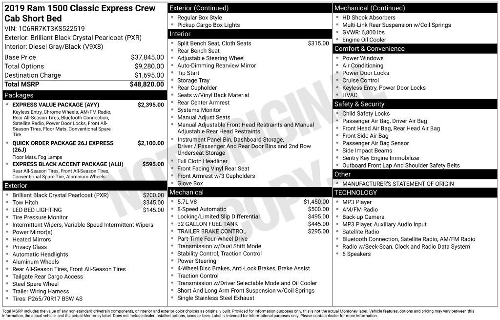 Used 2019 RAM 1500 Express w/ Express Value Package AWD/4WD image 37
