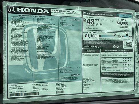 New 2025 Honda Accord EX-L image 34