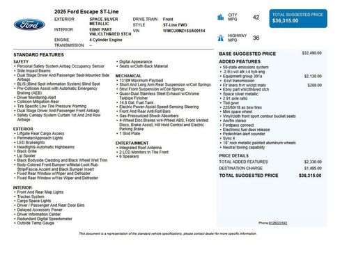 Used 2025 Ford Escape ST-Line w/ Equipment Group 301A image 42