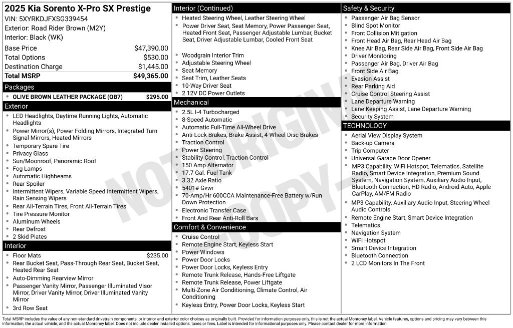 Certified 2025 Kia Sorento SX Prestige w/ Olive Brown Leather Package AWD/4WD image 14