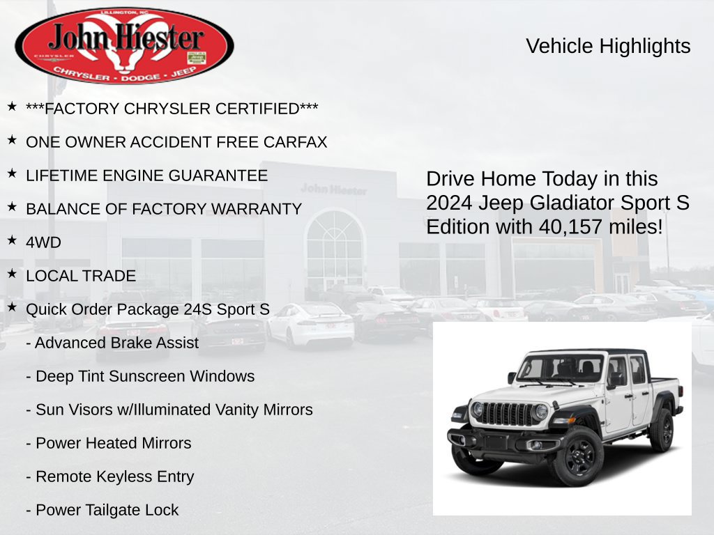 Certified 2024 Jeep Gladiator Sport AWD/4WD image 3