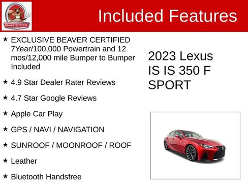 Used 2023 Lexus IS 350 F Sport w/ Navigation Package RWD image 4
