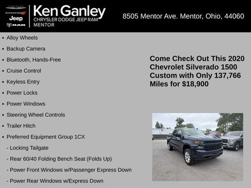Used 2020 Chevrolet Silverado 1500 Custom w/ Infotainment Package AWD/4WD image 5