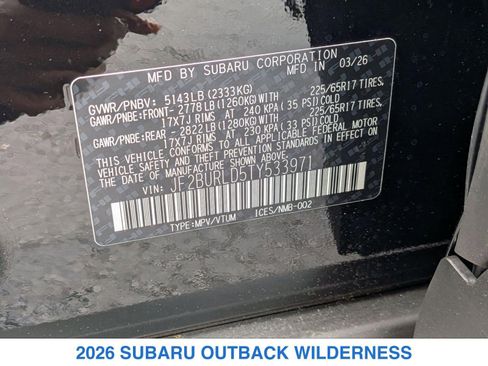 New 2026 Subaru Outback Wilderness AWD/4WD image 30