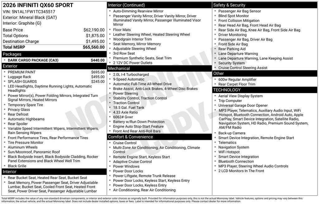 Certified 2026 INFINITI QX60 Sport w/ Dark Cargo Package AWD/4WD image 13