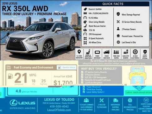 Used 2018 Lexus RX 350L AWD image 3