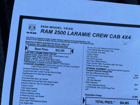 Used 2020 RAM 2500 Laramie AWD/4WD image 94