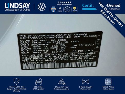 Certified 2022 Volkswagen Atlas Cross Sport SEL image 30
